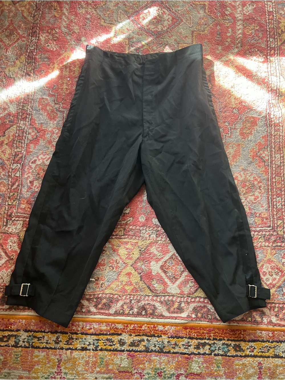 Black Buckle Hem Pants